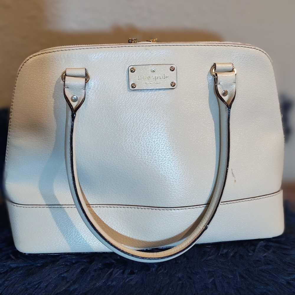 Kate Spade Off White Leather Wellesley Rachelle Satchel